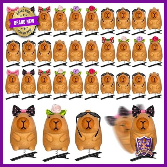24 Pcs Plush Capybara Hair Clips, Festival Party Accessories, All Hair Types main image 6